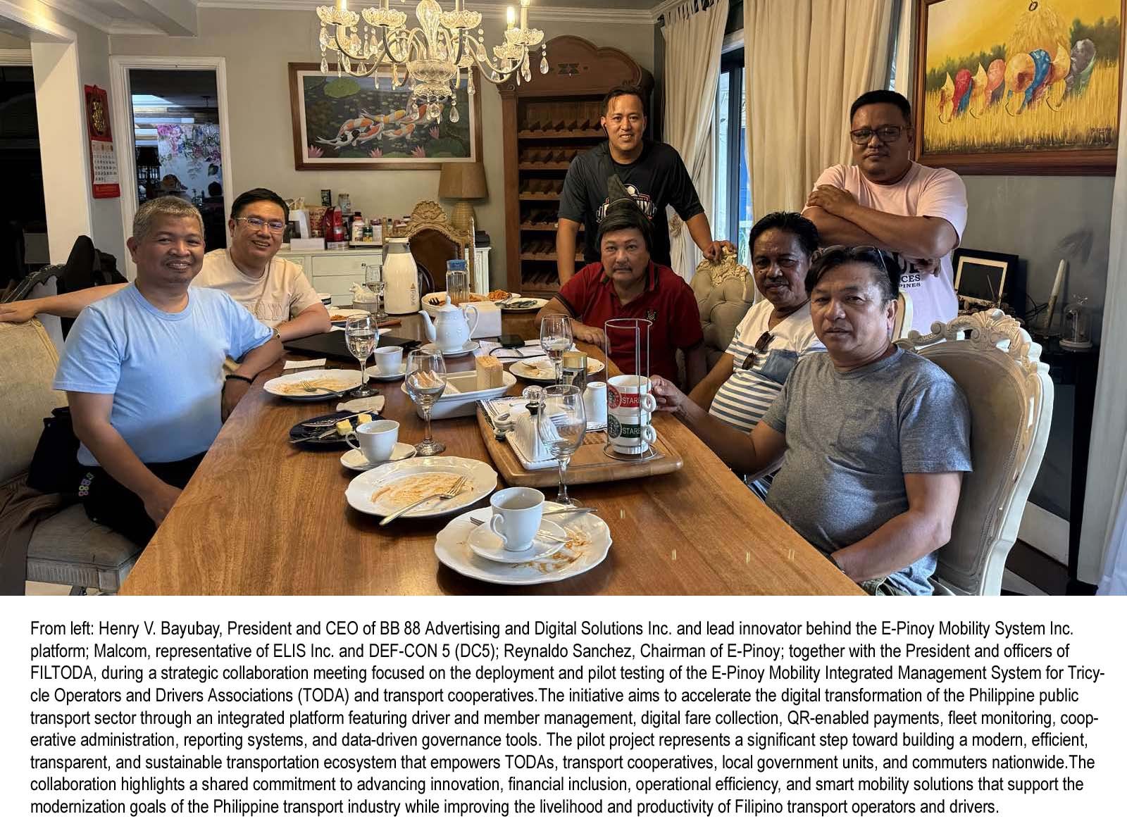 E-PINOY MOBILITY SYSTEM LAUNCHES GROUNDBREAKING TODA TRANSFORMATION INITIATIVE WITH FILTODA QUEZON CITY